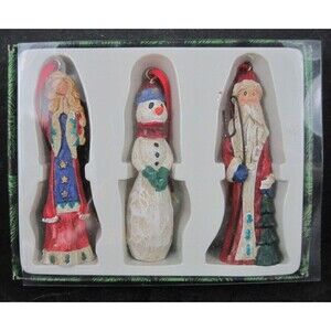 1990s NOS Russ Christmas Ornaments Set Santa Angel Snowman